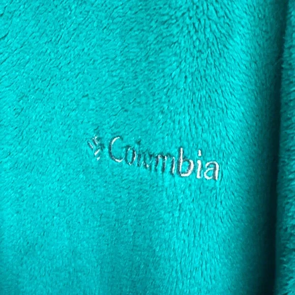 Columbia Teal Hooded Fleece Teddy Jacket Zip up Hoodie sz M for Spring Warmth! - Picture 3 of 11